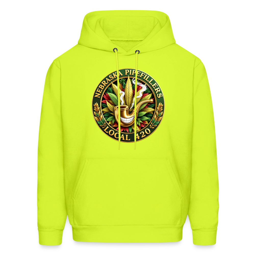 NEBRASKA PIPEFILLERS LOCAL 420 F/B DESIGNS Men's Hoodie - safety green