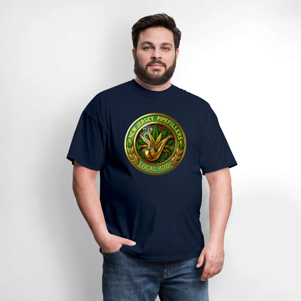 NEW JERSEY PIPEFILLERS LOCAL 420 F/B DESIGN Men's T-Shirt - navy