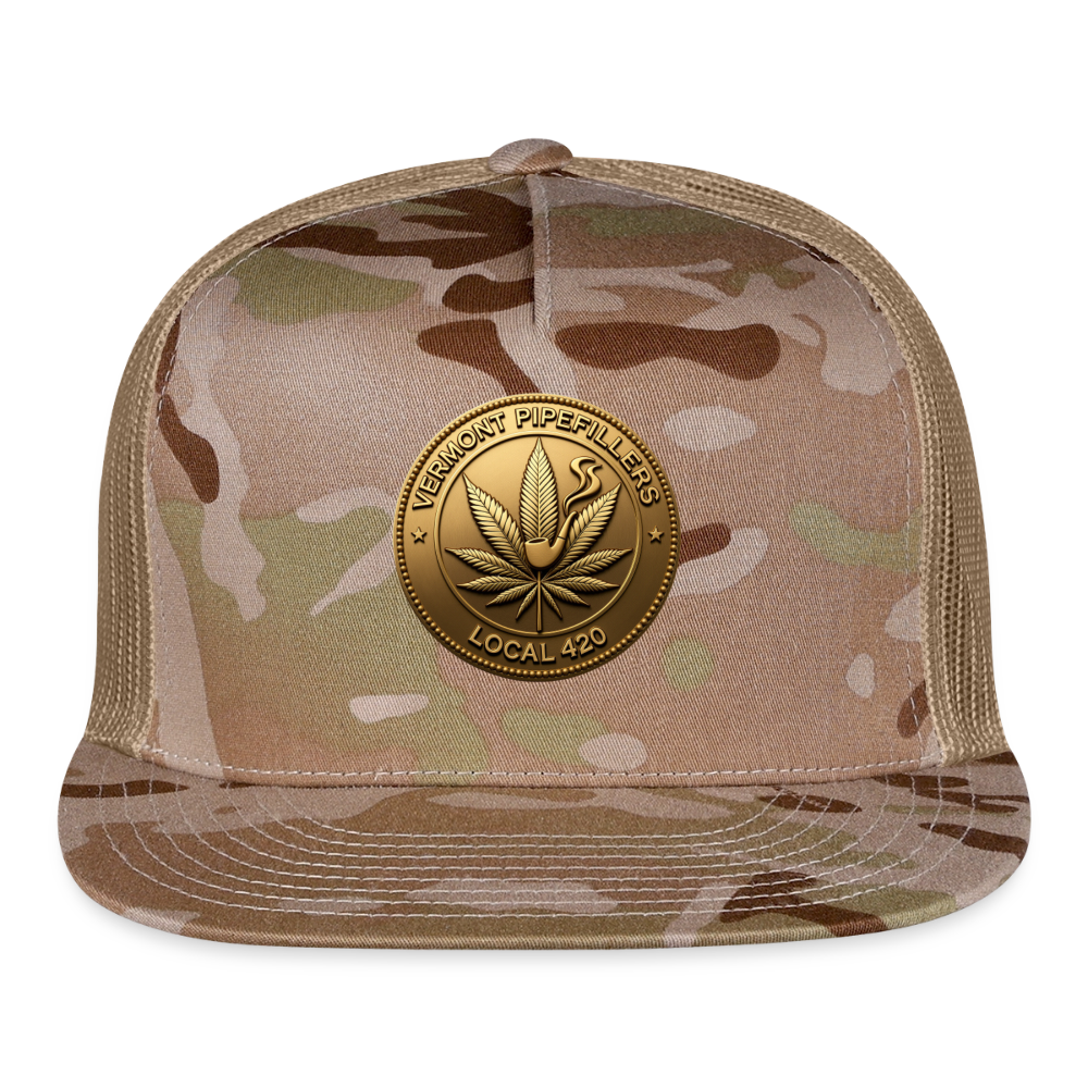 VERMONT PIPEFILLERS LOCAL 420 CAMO Trucker Hat - MultiCam\tan