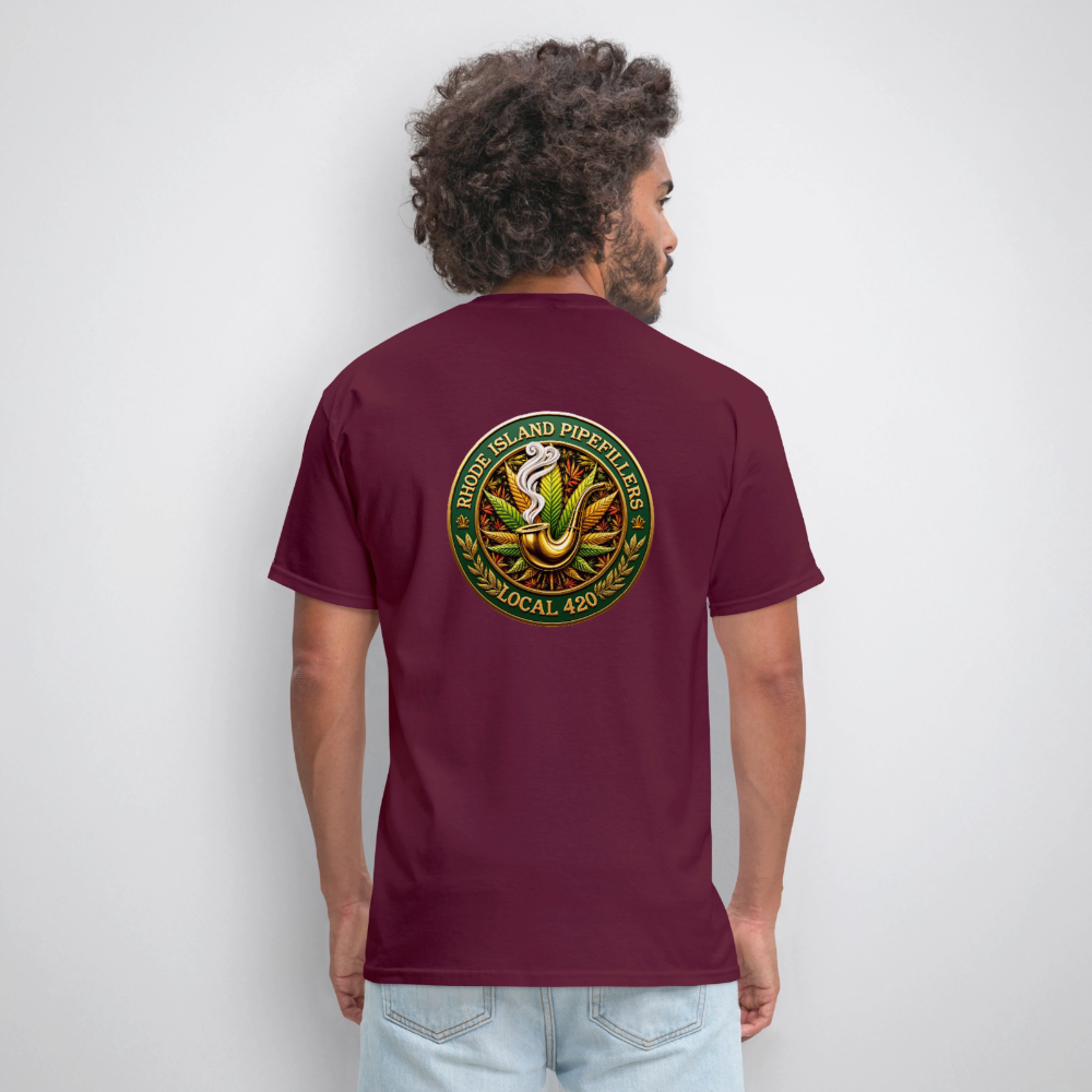 RHODE ISLAND PIPEFILLERS LOCAL 420 F/B DESIGNS Men's T-Shirt - burgundy