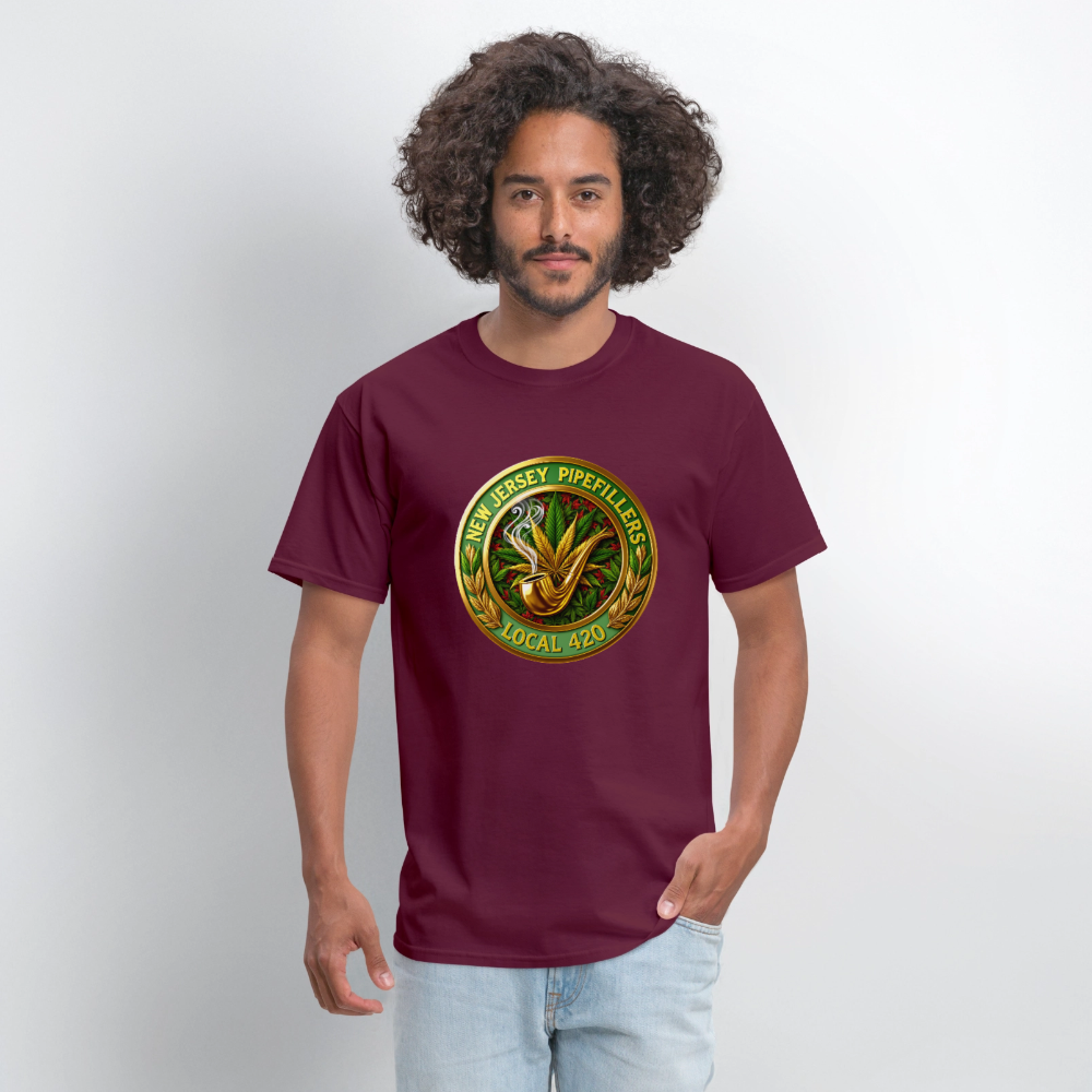 NEW JERSEY PIPEFILLERS LOCAL 420 Men's T-Shirt - burgundy