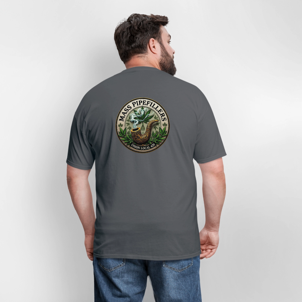 MASS PIPEFILLERS LOCAL 420 2 EMBLEM Men's T-Shirt - charcoal