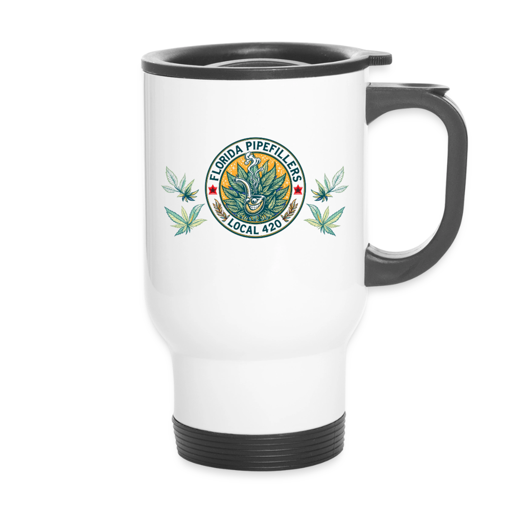 FLORIDA PIPEFILLERS LOCAL 420 14oz Stainless Steel Travel Mug - white