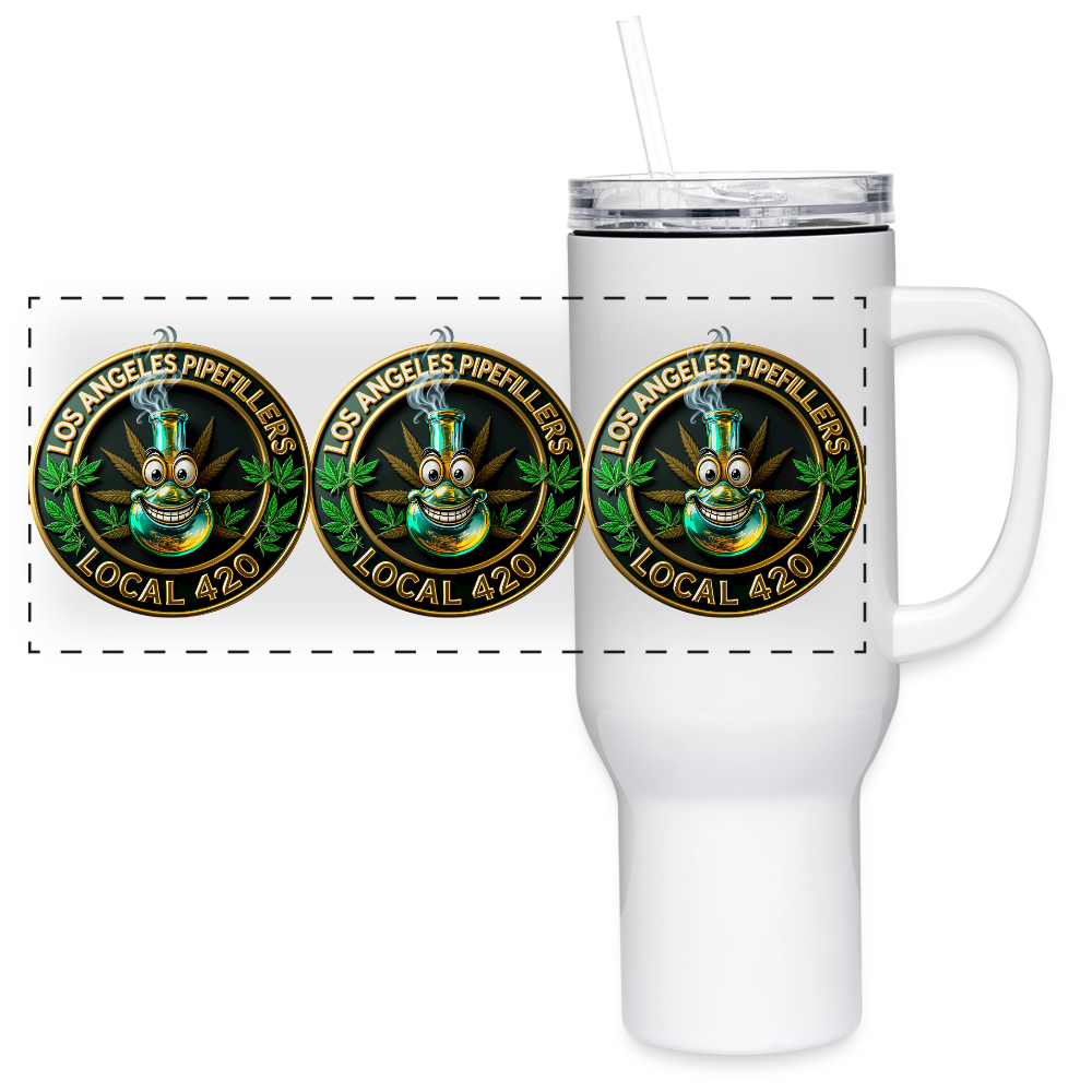 LOS ANGLES PIPEFILLERS LOCAL 420 40oz Travel Tumbler - white