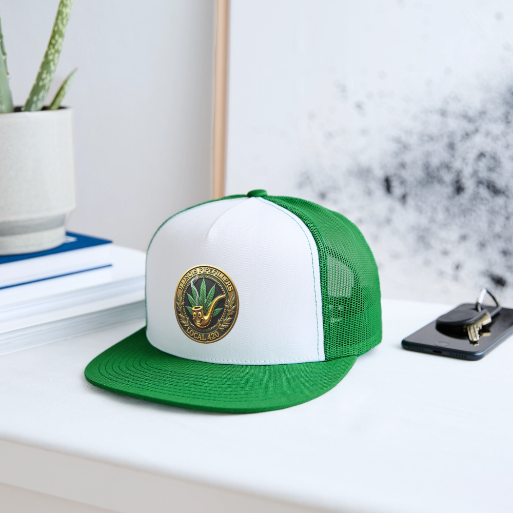 ILLINOIS PIPEFILLERS LOCAL 420 Trucker Hat - white/kelly green