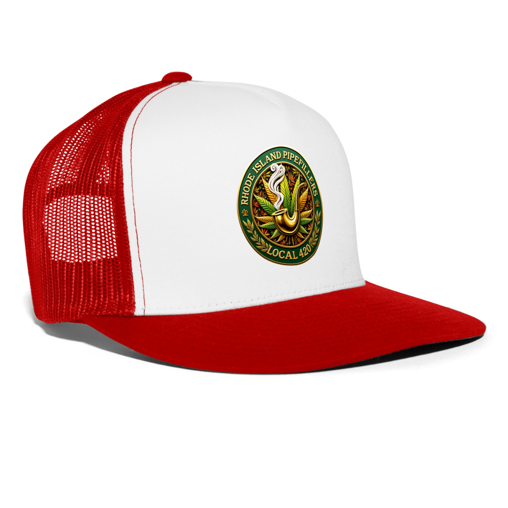 RHODE ISLAND PIPEFILLERS LOCAL 420 Trucker Hat - white/red