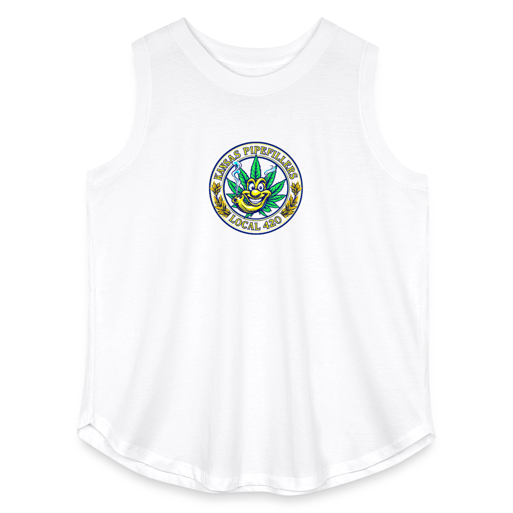 KANSAS PIPEFILLERS LOCAL 420 F/B DESIGNS Women's Curvy Relaxed Tank Top - white