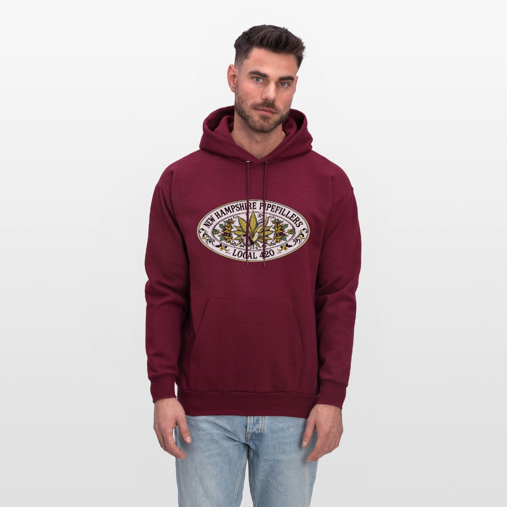 NEW HAMPSHIRE PIPEFILLERS LOCAL 420 2 EMBLEM Men's Hoodie - burgundy