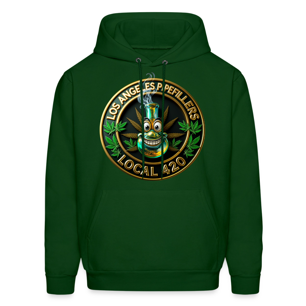 LOS ANGLES PIPEFILLERS LOCAL 420 2 EMBLEM Men's Hoodie - forest green