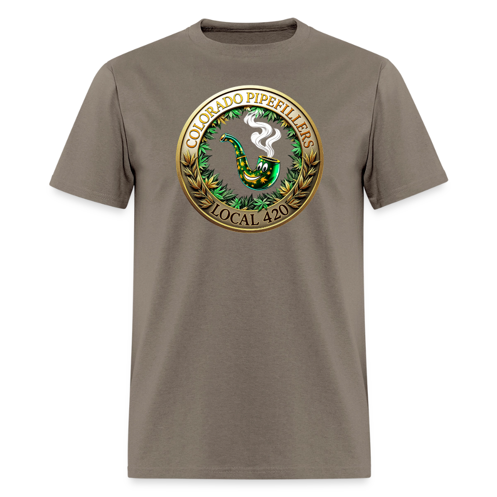 COLORADO PIPEFILLERS LOCAL 420 F/B EMBLEMS Men's T-Shirt - safari