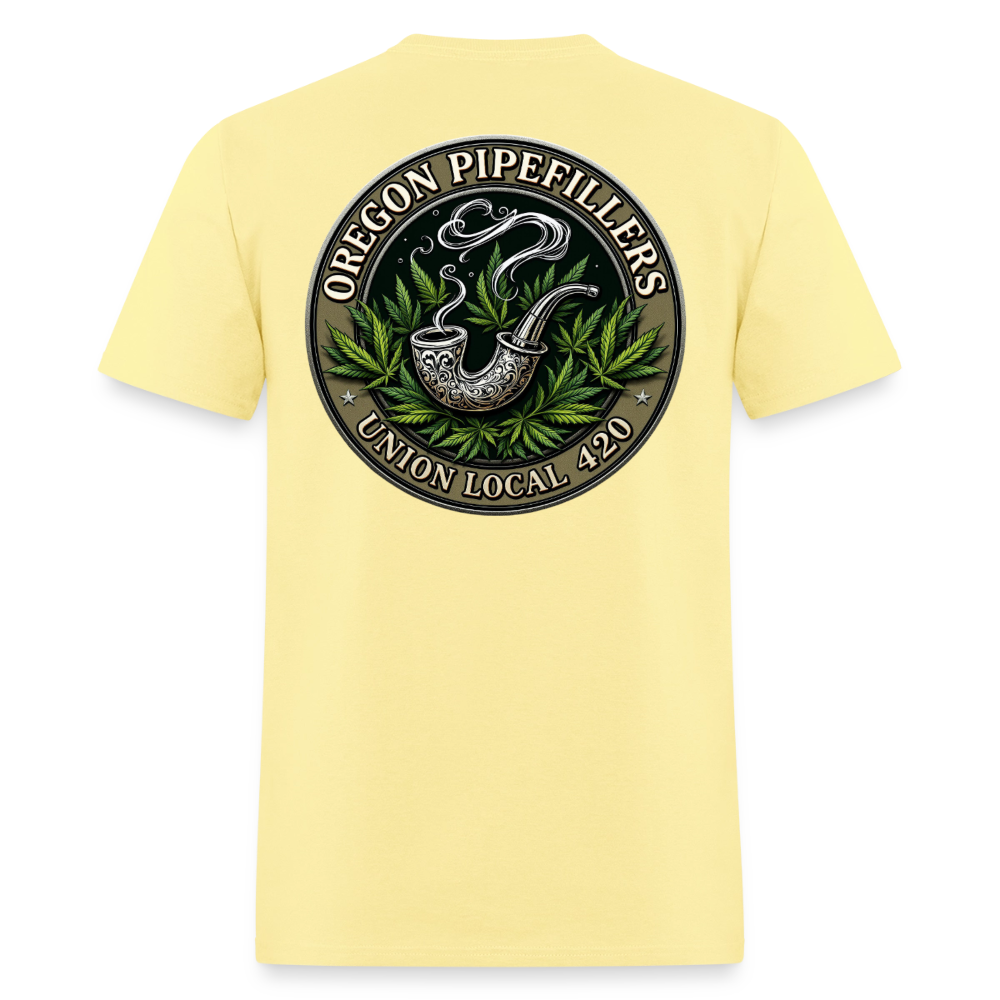 OREGON PIPEFILLERS LOCAL 420 2 EMBLEM Men's T-Shirt - cornsilk