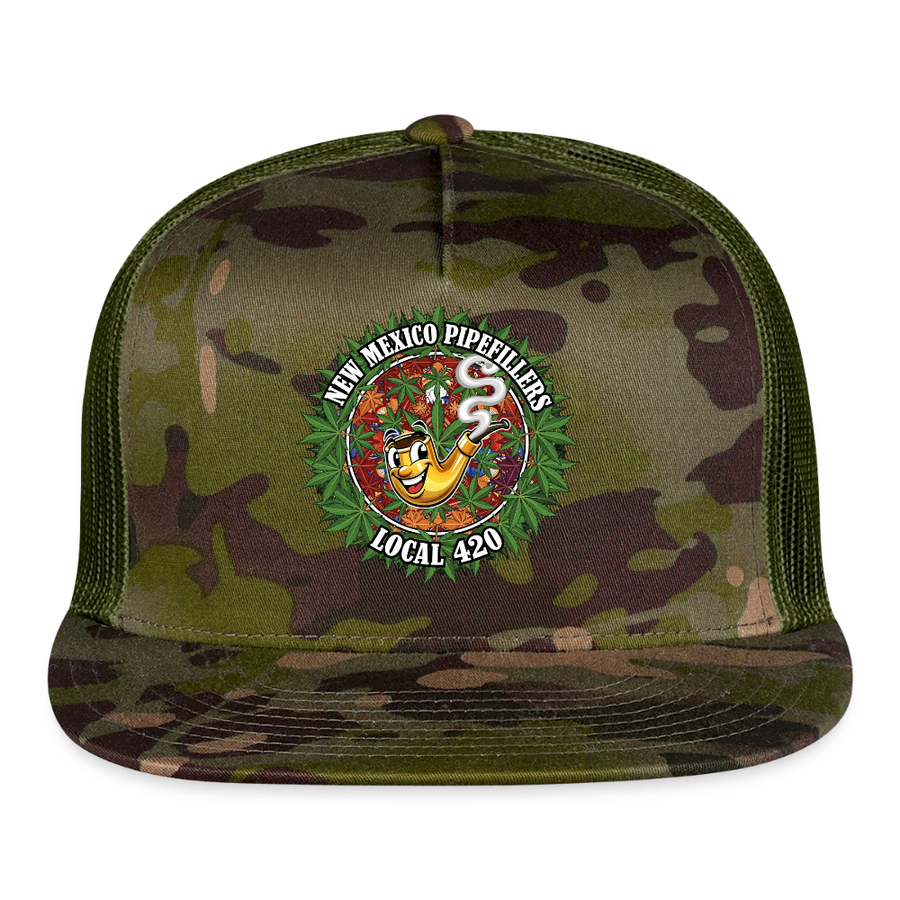 NEW MEXICO PIPEFILLERS LOCAL 420 Trucker Hat CAMO Trucker Hat - MultiCam\green