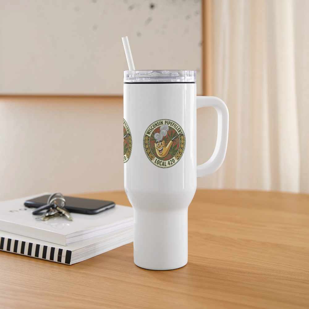 WISCONSIN PIPEFILLERS LOCL 420 40oz Stainless Steel Travel Tumbler - white