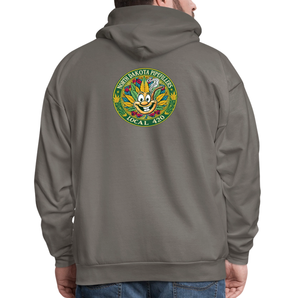 NORTH DAKOTA PIPEFILLERS LOCAL 420 F/B 2 DESIGNS Men's Hoodie - asphalt gray