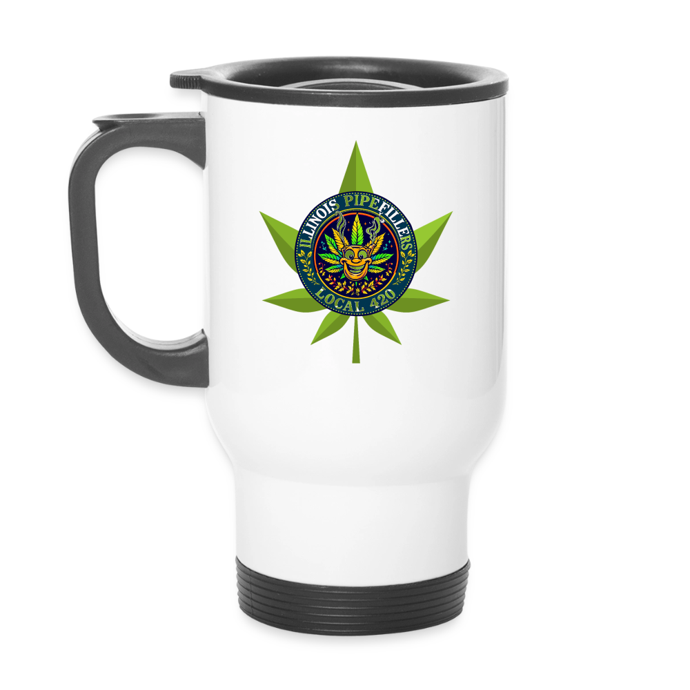 ILLINOIS PIPEFILLERS LOCAL 420 14oz Stainless Steel Travel Mug - white
