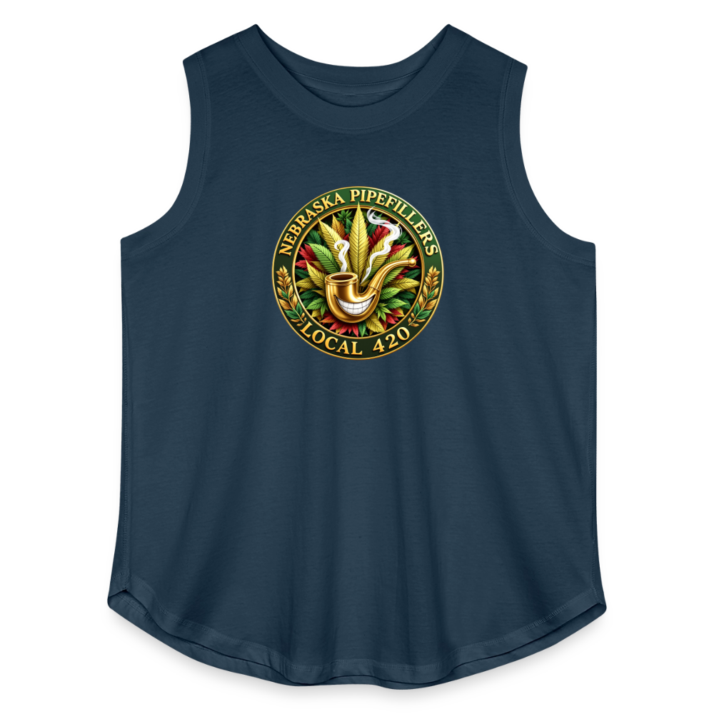 NEBRASKA PIPEFILLERS LOCAL 420 F/B DESIGNS Women's Curvy Relaxed Tank Top - denim