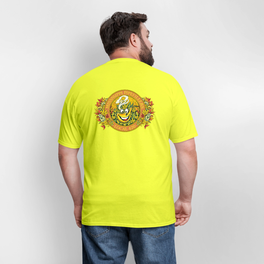 MISSISSIPPI PIPEFILLERS LOCAL 420 F/B DESIGNS Men's T-Shirt - safety green