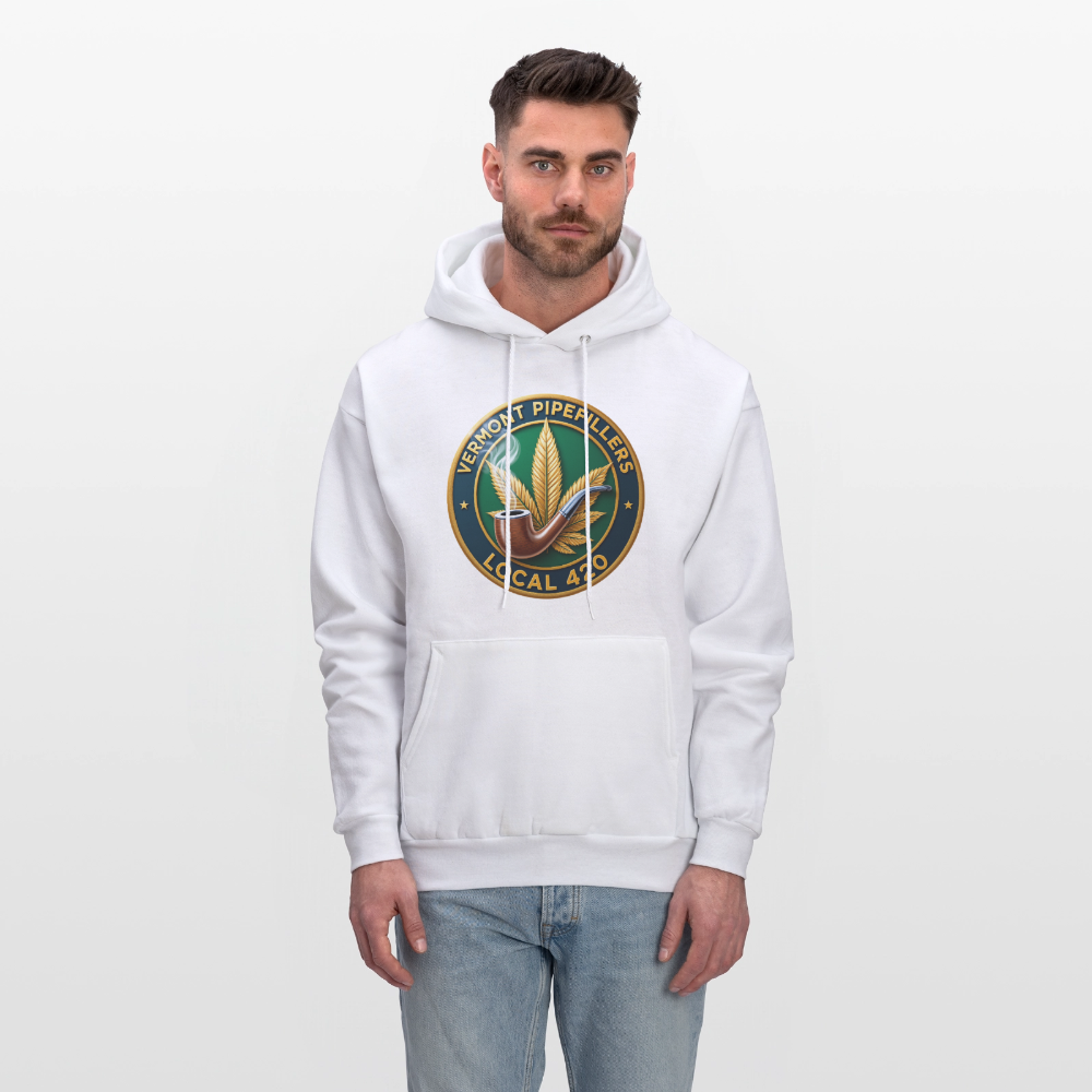 VERMONT PIPEFILLERS LOCAL 420 2 EMBLEM Men's Hoodie - white