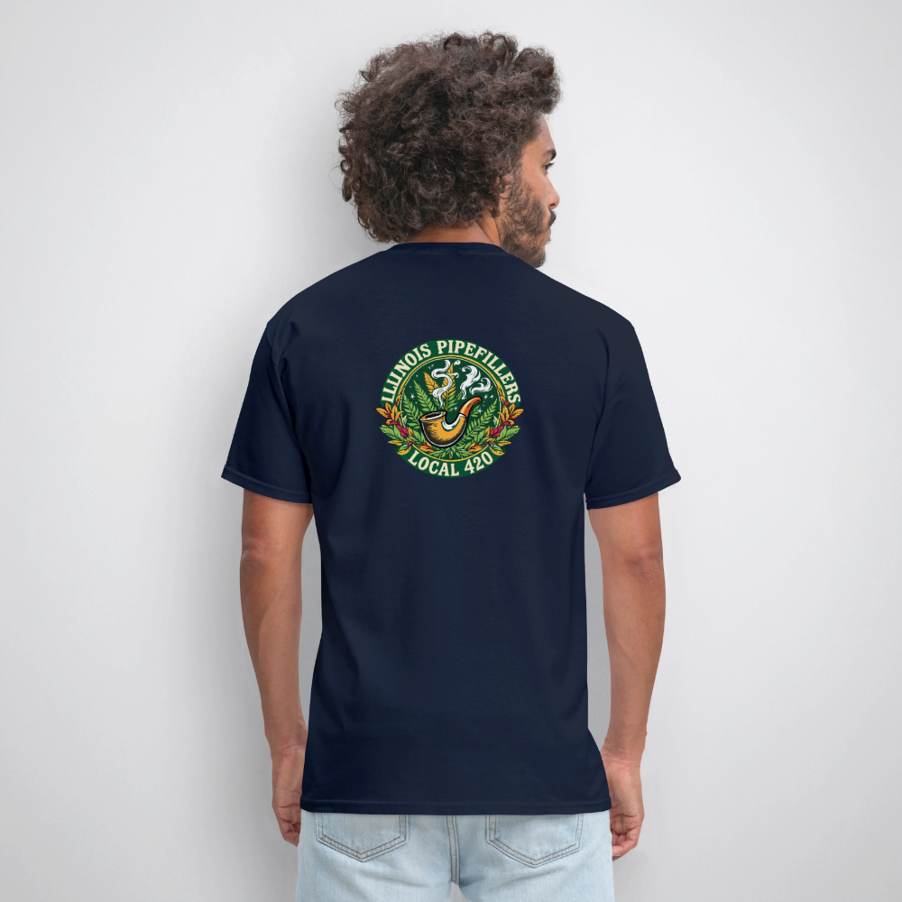 ILLINOIS PIPEFILLERS LOCAL 420 F/B DESIGN Men's T-Shirt - navy