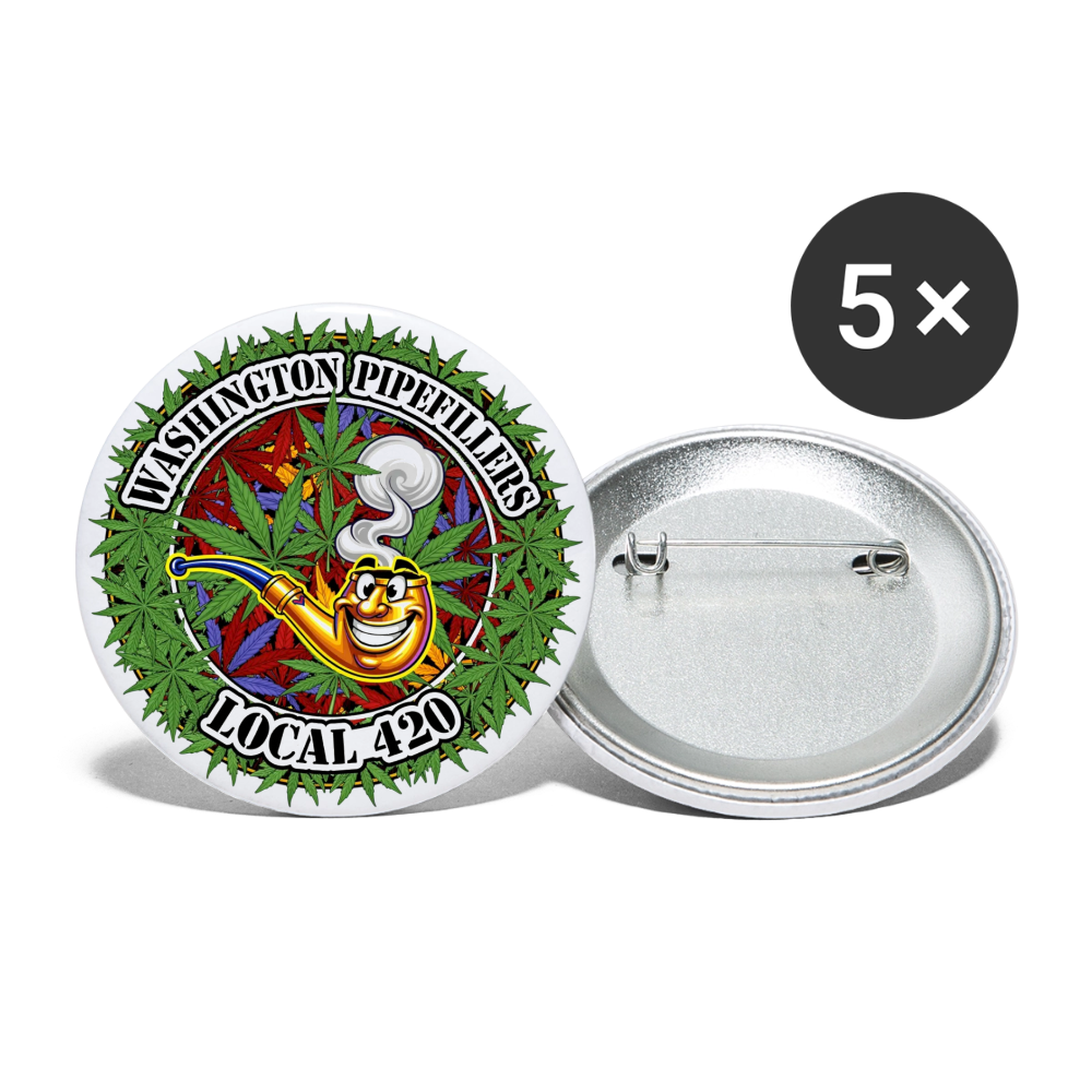 WASHINGTON PIPEFILLERS LOCAL 420 Union Buttons small 1'' (5-pack) - white