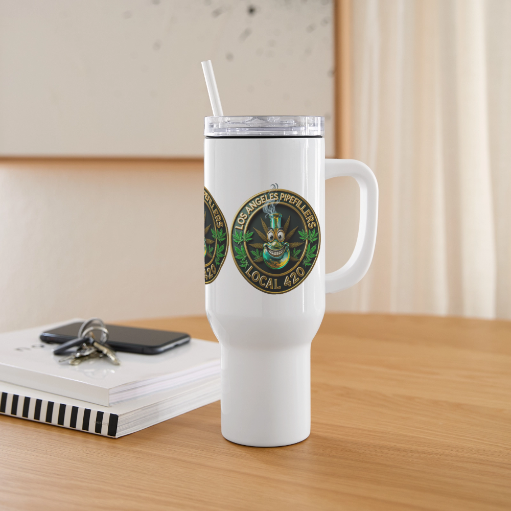 LOS ANGELES PIPEFILLERS LOCAL 420  40oz Stainless Steel Travel Tumbler - white