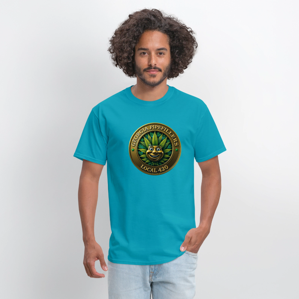 GEORGIA PIPEFILLERS LOCAL 420 F/B DESIGN  Men's T-Shirt - turquoise