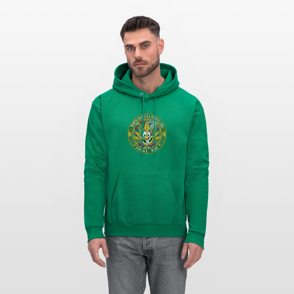 NORTH DAKOTA PIPEFILLERS LOCAL 420 F/B 2 DESIGNS Men's Hoodie - kelly green
