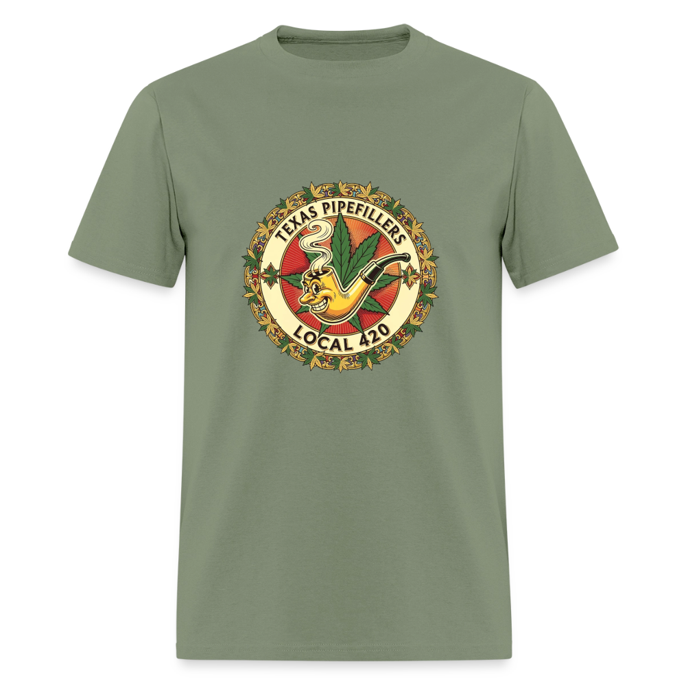 TEXAS PIPEFILLERS LOCAL 420  Men's T-Shirt - military green
