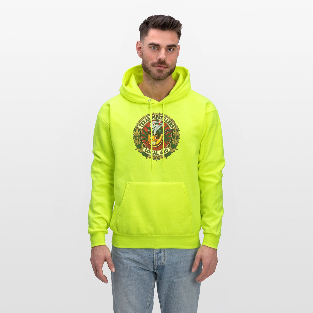 TEXAS PIPEFILLERS LOCAL 420 F.B DESIGN Men's Hoodie - safety green