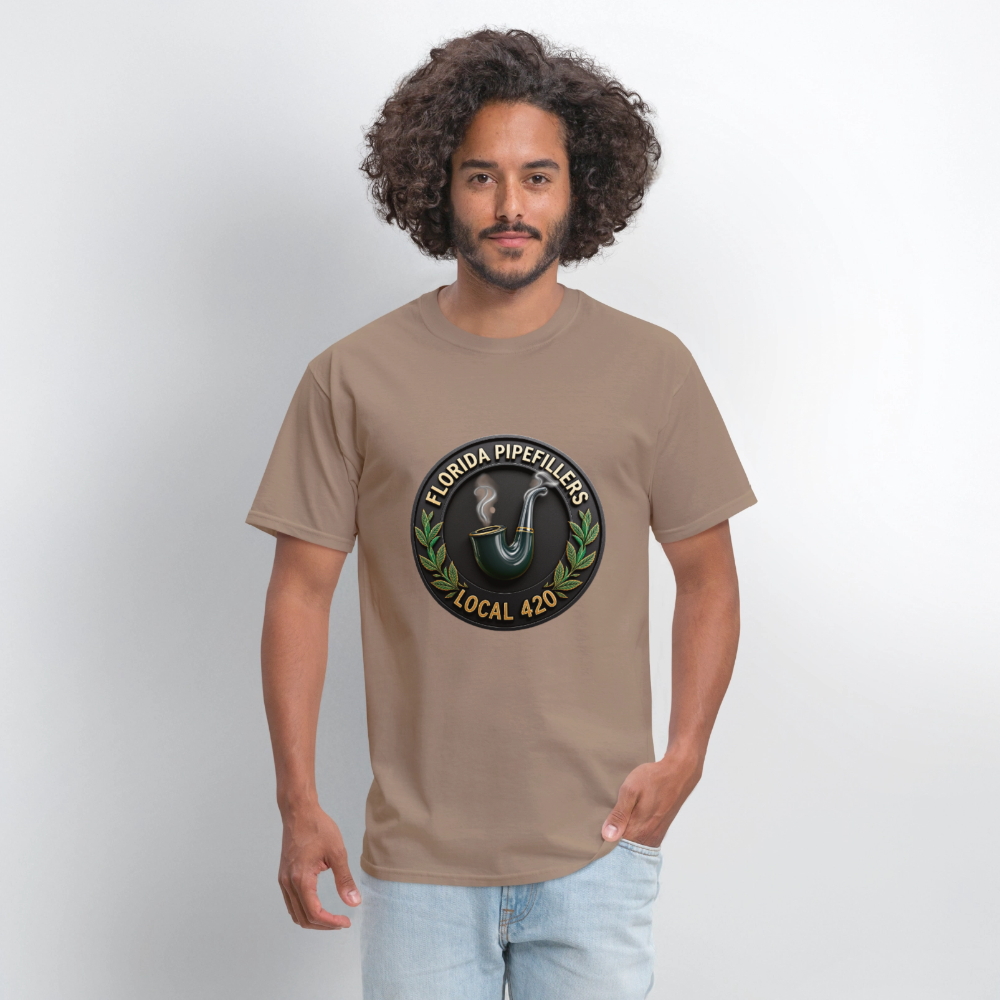 FLORIDA PIPEFILLERS LOCAL 420 F/B DESIGN Men's T-Shirt - safari