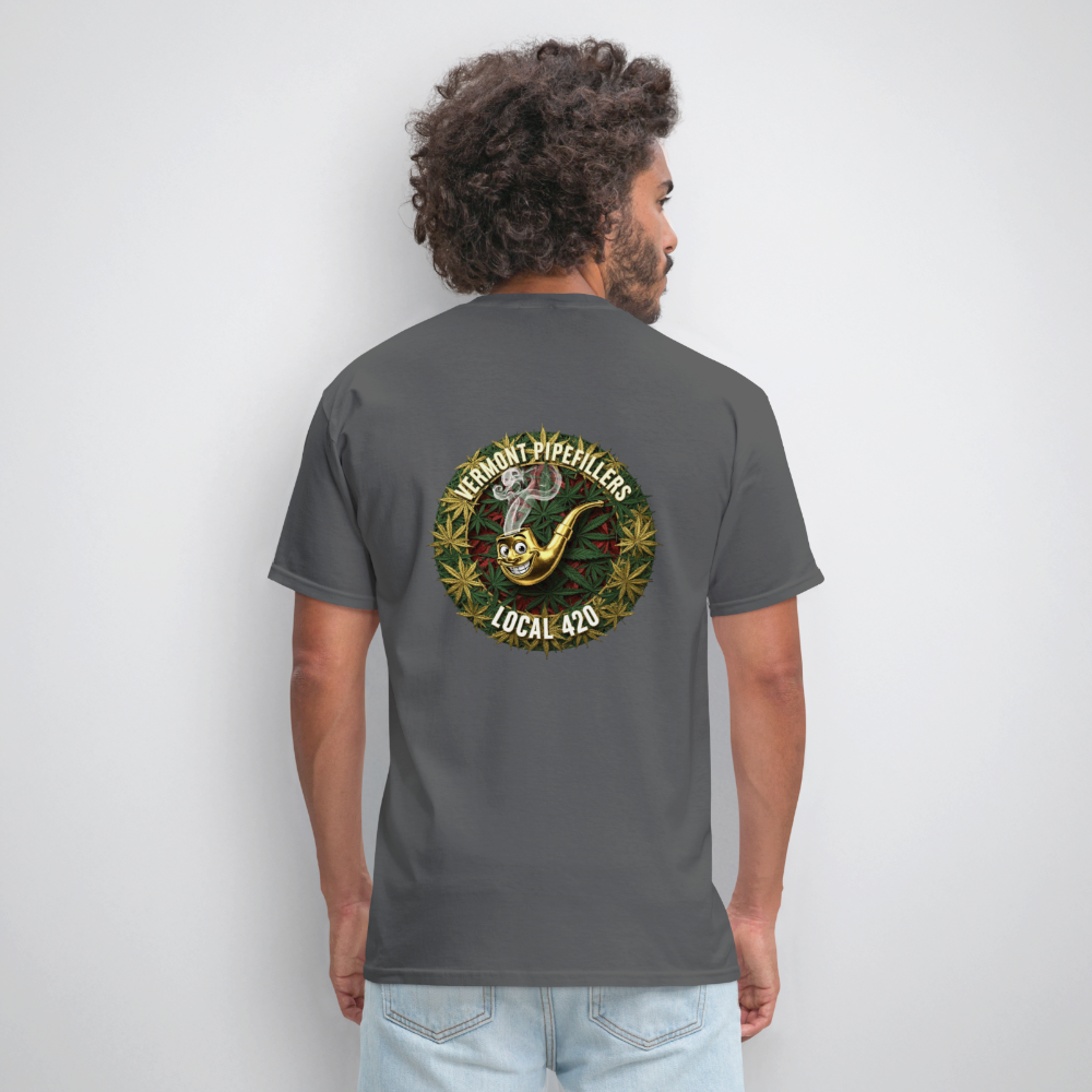 VERMONT PIPEFILLERS LOCAL 420  F/B DESIGN Men's T-Shirt - charcoal