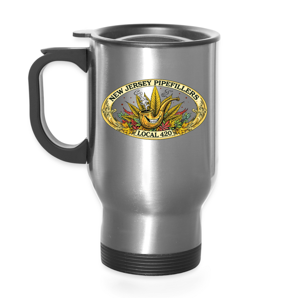 NEW JERSEY PIPEFILLERS LOCAL 420 14oz Travel Travel Mug - silver