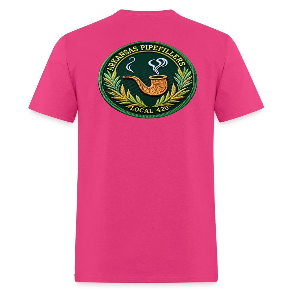 ARKANSAS PIPEFILLERS LOCAL 420 F/B EMBLEMS  Men's T-Shirt - fuchsia