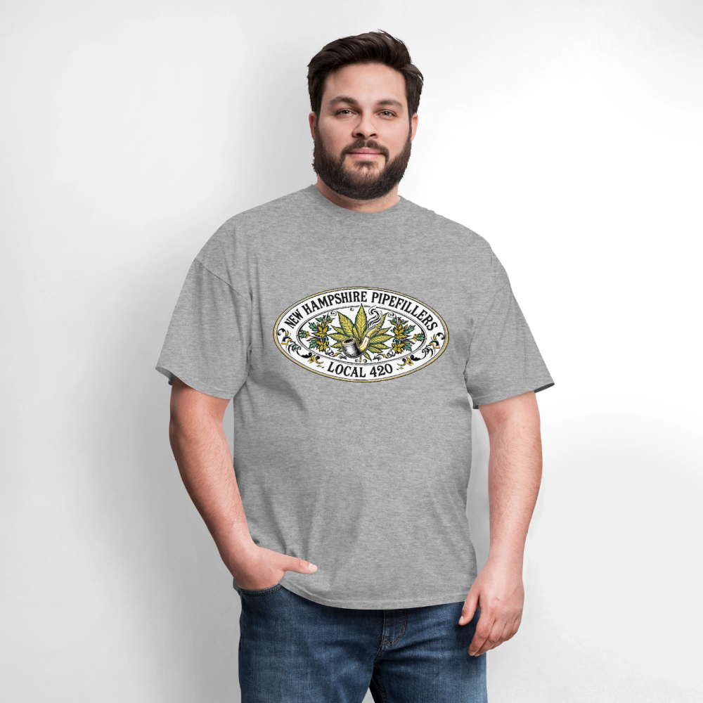 NEW HAMPSHIRE PIPEFILLERS LOCAL 420 2 EMBLEM Men's T-Shirt - heather gray