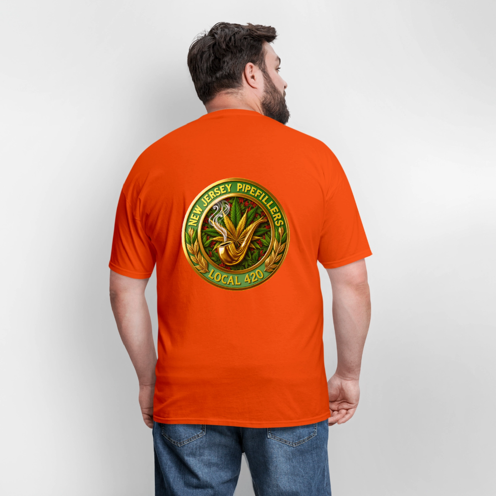 NEW JERSEY PIPEFILLERS LOCAL 420 F/B DESIGN Men's T-Shirt - orange
