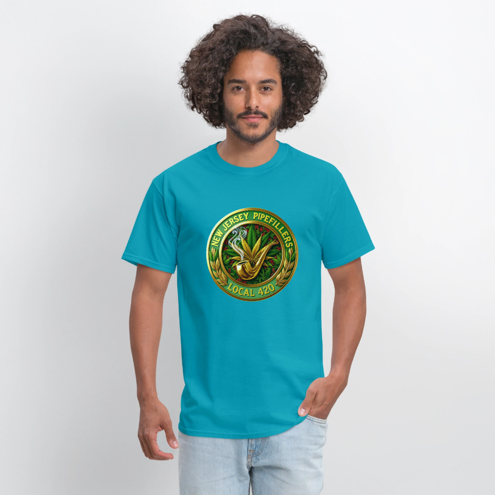 NEW JERSEY PIPEFILLERS LOCAL 420 F/B DESIGN Men's T-Shirt - turquoise