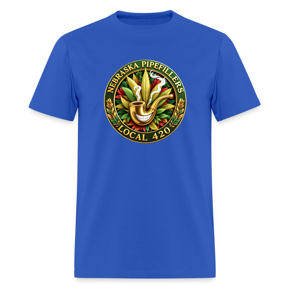 NEBRASKA PIPEFILLERS LOCAL 420 F/B DESIGNS Men's T-Shirt - royal blue
