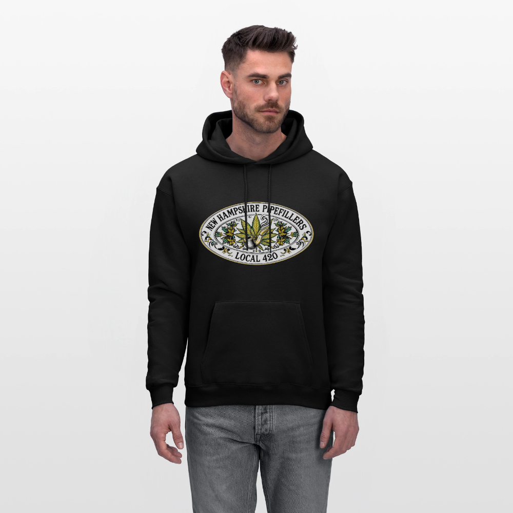 NEW HAMPSHIRE PIPEFILLERS LOCAL 420 2 EMBLEM Men's Hoodie - black