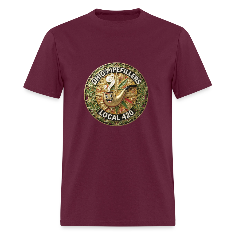 OHIO PIPEFILLERS LOCAL 420  F/B DESIGNS Men's T-Shirt - burgundy