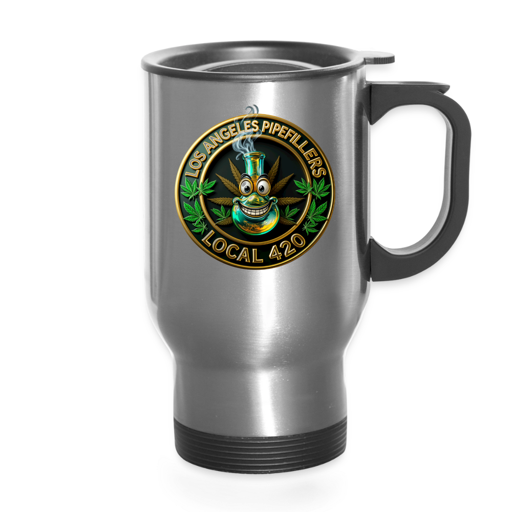 LOS ANGELES PIPEFILLERS LOCAL 420  14oz Stainless Steel  Travel Mug - silver