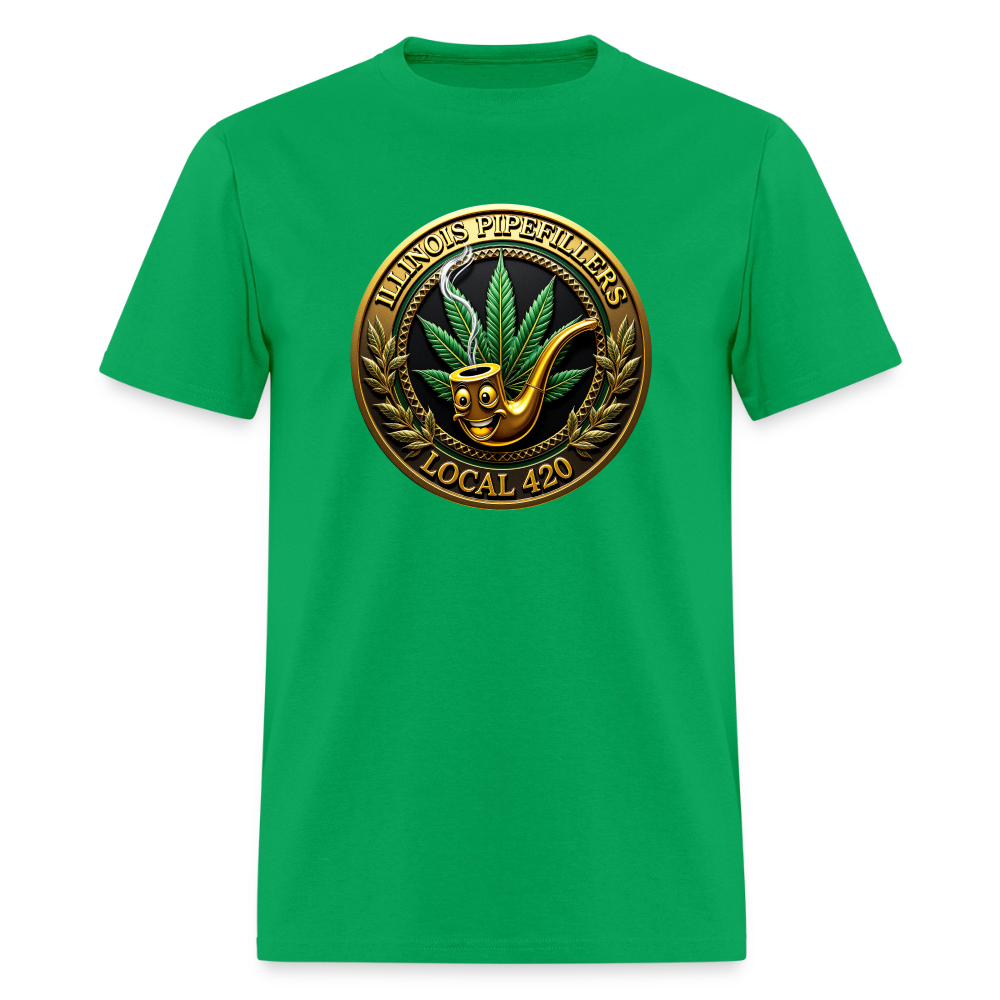 ILLINOIS PIPEFILLERS LOCAL 420 F/B EMBLEMS Men's T-Shirt - bright green