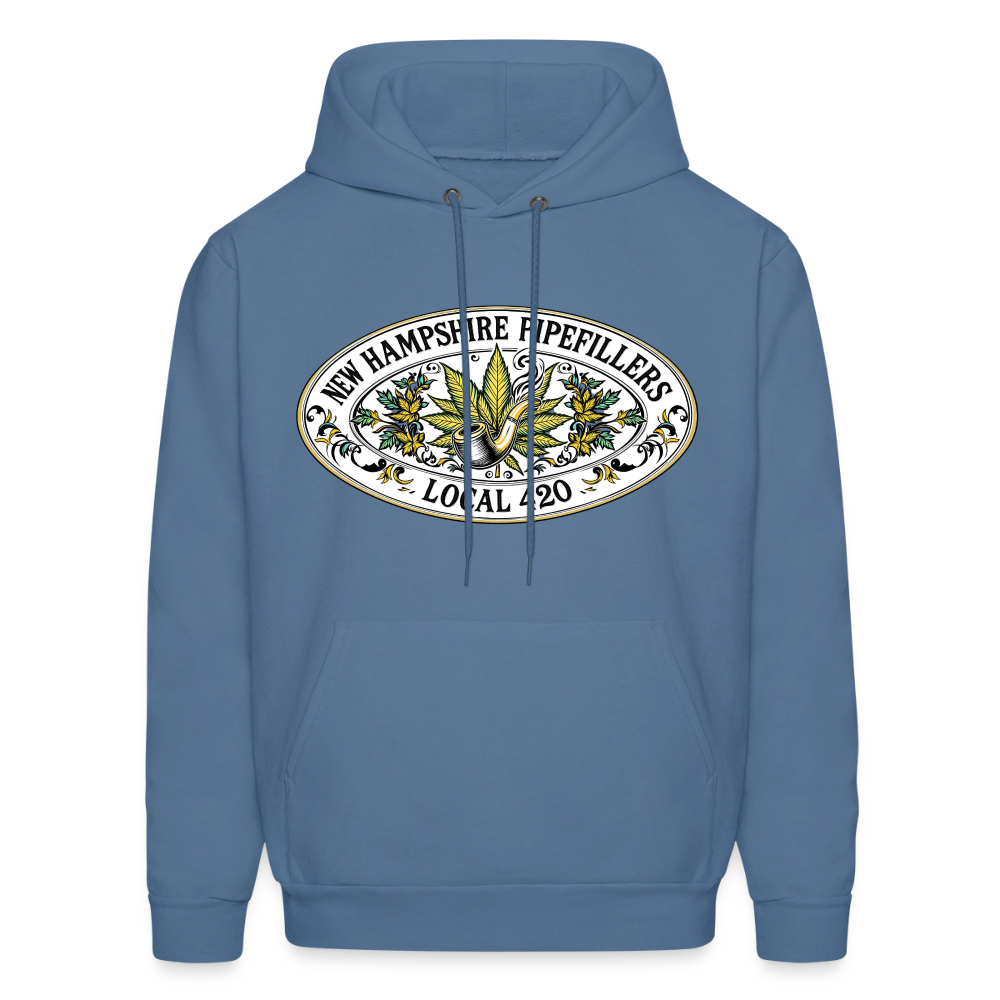 NEW HAMPSHIRE PIPEFILLERS LOCAL 420 2 EMBLEM Men's Hoodie - denim blue