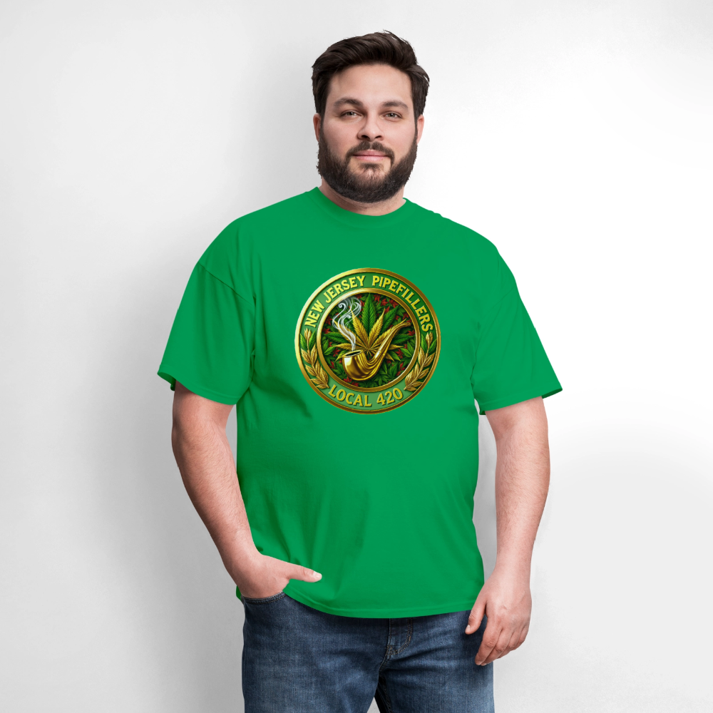 NEW JERSEY PIPEFILLERS LOCAL 420 F/B DESIGN Men's T-Shirt - bright green