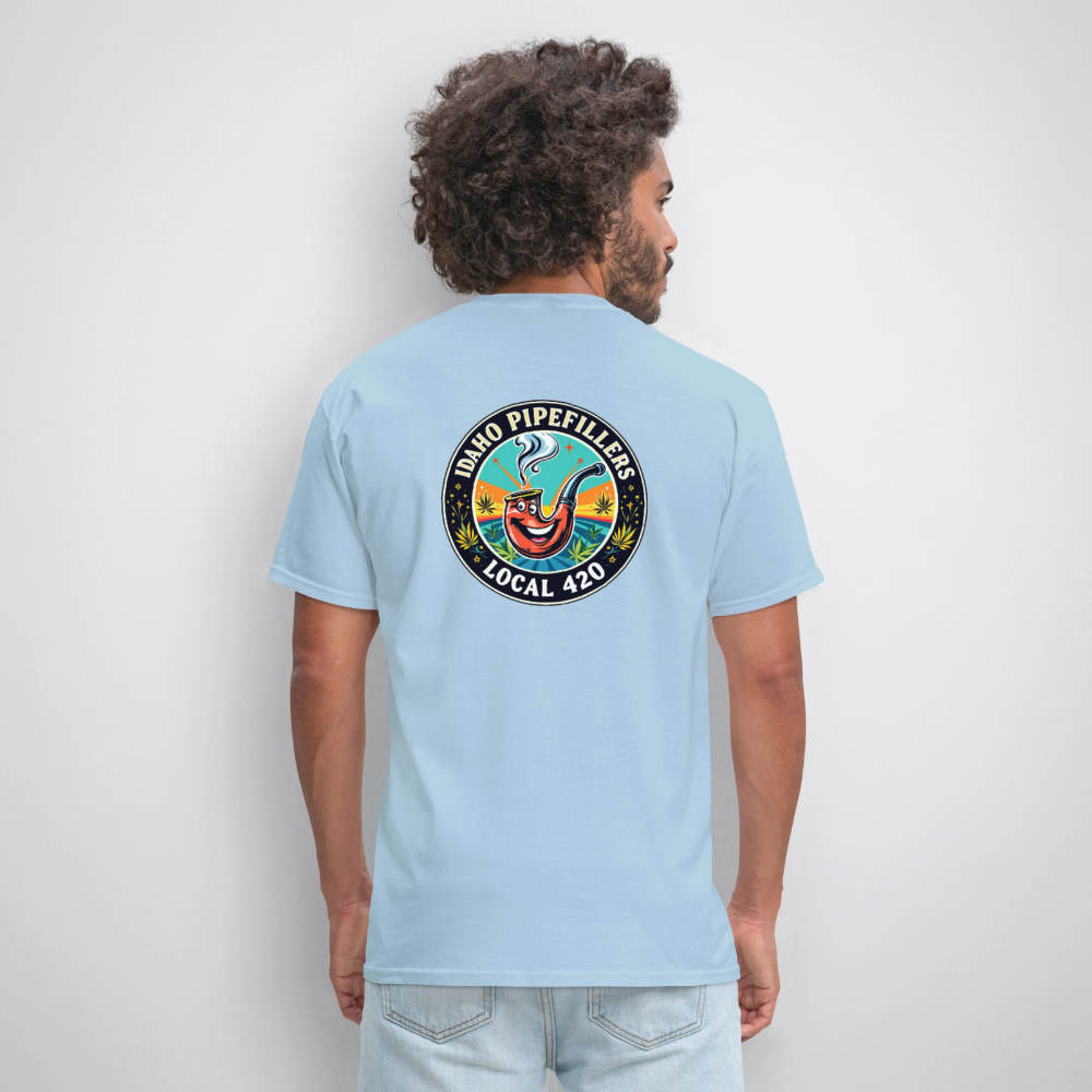 IDAHO PIPEFILLERS LOCAL 420 F/B DESIGN Men's T-Shirt - powder blue
