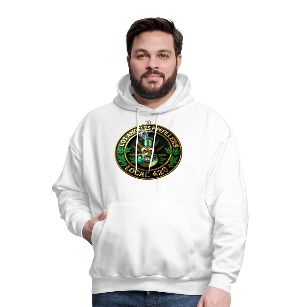 LOS ANGLES PIPEFILLERS LOCAL 420 2 EMBLEM Men's Hoodie - white