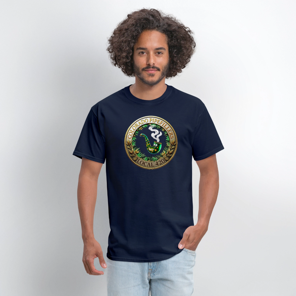 COLORADO PIPEFILLERS LOCAL 420 F/B EMBLEMS Men's T-Shirt - navy