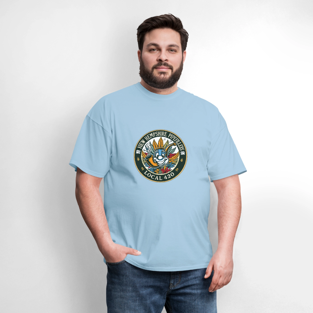 NEW HEMPSHIRE PIPEFILLERS LOCAL 420 2 EMBLEM Men's T-Shirt - powder blue