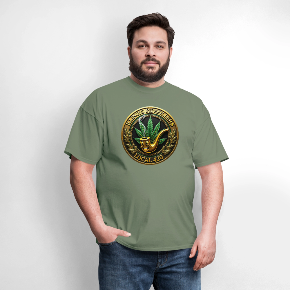 ILLINOIS PIPEFILLERS LOCAL 420 F/B EMBLEMS Men's T-Shirt - military green