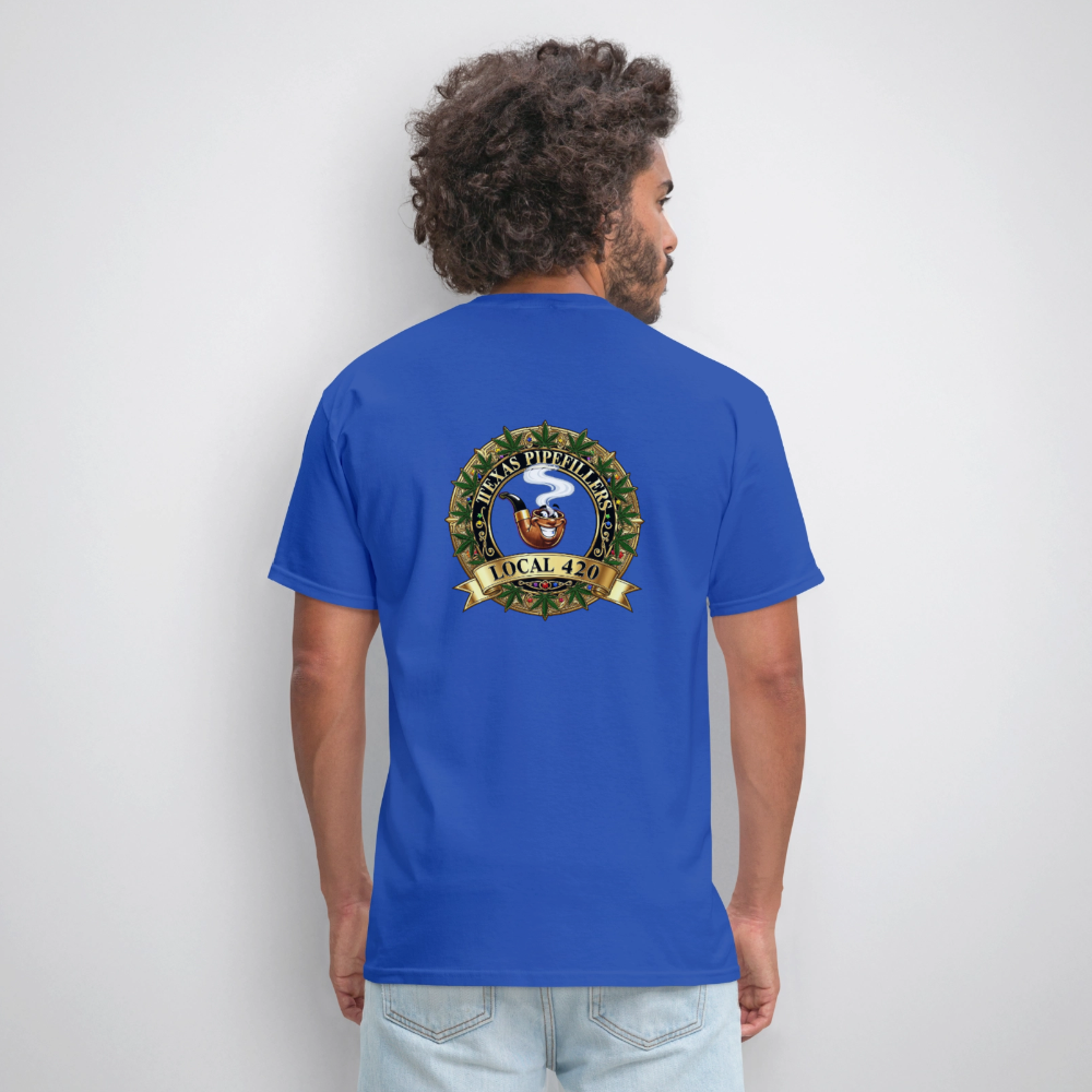 TEXAS PIPEFILLERS LOCAL 420 F/B DESIGN Men's T-Shirt - royal blue