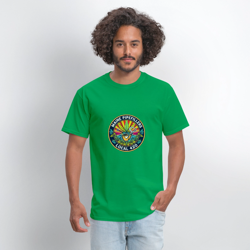 MAINE PIPEFILLERS LOCAL 420 Men's T-Shirt - bright green